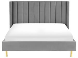 Manželská posteľ 160 cm VINNETTE (textil) (sivá) (s roštom). Vlastná spoľahlivá doprava až k Vám domov. 1018563