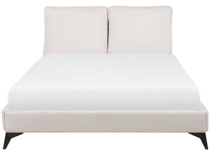 Manželská posteľ 160 cm MELIA (polyester) (béžová) (s roštom). Vlastná spoľahlivá doprava až k Vám domov. 1018550