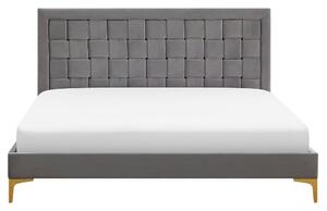 Manželská posteľ 160 cm LIMO (polyester) (šedá) (s roštom). Vlastná spoľahlivá doprava až k Vám domov. 1018575