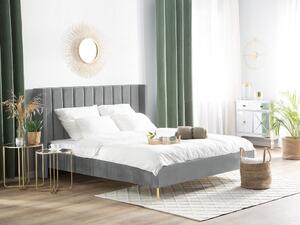Manželská posteľ 160 cm VINNETTE (textil) (sivá) (s roštom). Vlastná spoľahlivá doprava až k Vám domov. 1018563