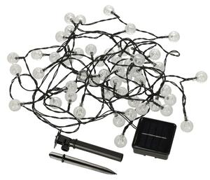 Solárne vonkajšie osvetlenie – guľové lampy, 7 metrov, 50 LED, teplá biela farba