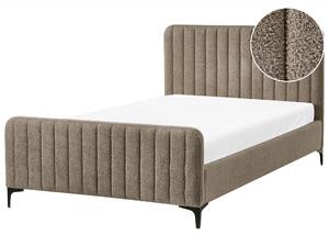 Posteľ sivobéžové buklé čalúnenie 120 x 200 cm prešívané čelo kovové nohy lamelový rošt moderný dizajn spálňa