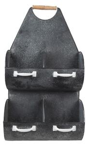 Čierna antik kovová nástenná polica so 4mi boxmi - 35*41*66 cm - Clayre & Eef