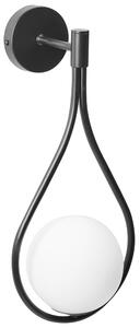 Nástenná lampa čierna kovová sklenené tienidlo elegantné svietidlo v tvare kvapky moderný glamour