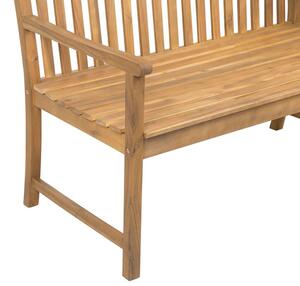 Záhradná lavica 120 cm VESTFOLD (drevo) (béžový podsedák). Vlastná spoľahlivá doprava až k Vám domov. 1022847