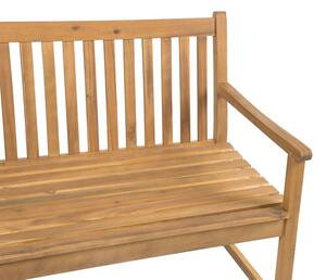 Záhradná lavica 120 cm VESTFOLD (drevo) (béžový podsedák). Vlastná spoľahlivá doprava až k Vám domov. 1022847