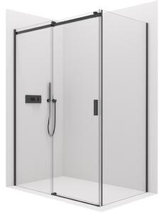 CERANO - Sprchovací kút Santoro L/P - čierna matná, transparentné sklo - 100x100 cm - posuvný