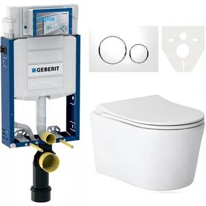 AKCE/SET/LIVERO Geberit - Modul pre závesné WC s tlačidlom + WC misa rimless Puerto - biela + Geberit - Ovládacie tlačidlo splachovania, biela/chróm