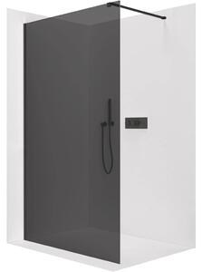 CERANO - Sprchová zástena Walk-in Onyx Cube L/P - 8 mm - hranatá vzpera - matná čierna, grafitové sklo - 40x200 cm