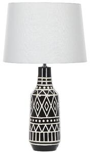 Stolná lampa čierna keramická 68 cm biele látkové tienidlo klasické stolové osvetlenie