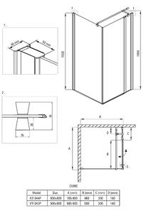 Deante Cubic, štvorcový sprchový kút s krídlovými dverami 90x90 cm, výška 195cm, 6mm číre sklo s EasyClean, chrómový profil, KTI_043P