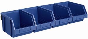 Oceľové lišty s plastovými boxmi, 4x box 146 x 237 x 124 mm