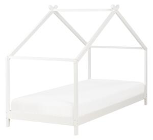 Detská posteľ biela borovicové drevo 90 x 200 cm tvar domčeka lamelový rošt moderný štýl detská izba