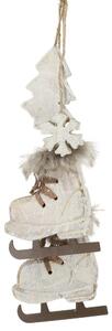 Krémová antik vianočná ozdoba korčule Vintage - 9*2*10 cm - Chic Antique