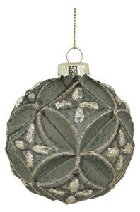 Zelená machová sklenená vianočná ozdoba gule - Ø 8 cm - Chic Antique