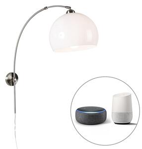 Inteligentná oceľová nástenná oblúková lampa s bielym tienidlom vrátane Wifi A60 - Luk