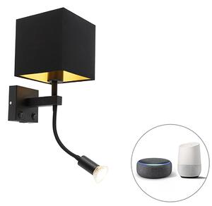 Inteligentné nástenné svietidlo čierne s USB vrátane Wifi A60 a GU10 - Zeno