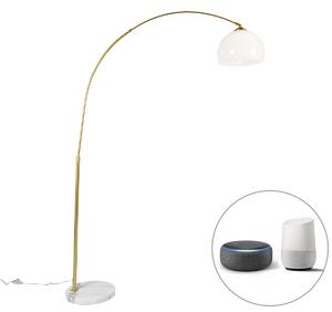 Inteligentná oblúková lampa z mosadze s bielym tienidlom vrátane Wifi A60 - Arc Basic