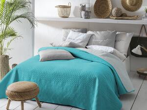 Room99 Obojstranný prehoz na posteľ Bueno - tyrkysový & svetlo sivý 200x220 cm