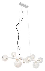 Art Deco závesná lampa biela s čírym sklom 8 svetiel - David