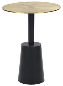 Odkladací stolík zlatá stolová doska čierny kovový okrúhly geometrický tvar moderný príručný stolík