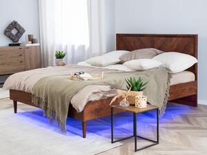 Manželská posteľ 140 cm MILLET (s roštom a LED osvetlením) (tmavé drevo). Vlastná spoľahlivá doprava až k Vám domov. 1007371
