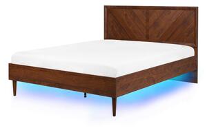 Manželská posteľ 140 cm MILLET (s roštom a LED osvetlením) (tmavé drevo). Vlastná spoľahlivá doprava až k Vám domov. 1007371