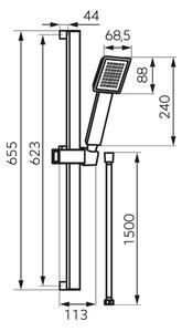 Ferro Sprchové súpravy - Sinus súprava sprchovej hlavice, 1-funkčná, hadice a tyče, čierna matná, N170BL-B