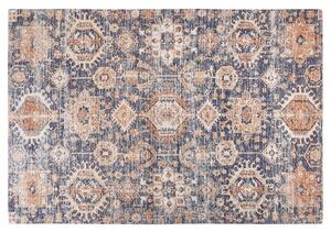 Koberec modrá a červená bavlna 140 x 200 cm obdĺžnikový behúň orientálny vzor boho štýl chodba predsieň