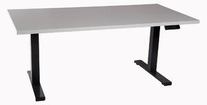 Kancelársky stôl, výškovo nastaviteľný, čierna farba, pracovná doska svetlosivá, materiál: melamínová živica, rozmer: 160x80 cm