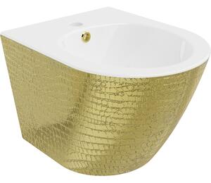 Mexen Lena závesný bidet, biely/zlatý vzor šupiny - 35224808