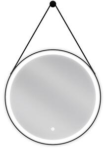 Mexen Reni okrúhle podsvietené kúpeľňové zrkadlo, 60 cm, LED 6000K, proti hmle, čierny rám - 9812-060-060-611-70