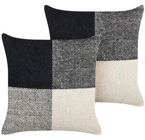 2 dekoračné vankúše Čiernobéžový bavlnený patchwork 45 x 45 cm Moderný tradičný dekor