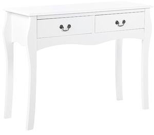 Konzolový stolík biely MDF materiál 100 x 35 x 75 cm 2 zásuvky nábytok do predsiene vintage dizajn