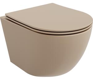 Mexen Lena WC misa Rimless s doskou s pomalým zatváraním slim, duroplast, cappuccino mat - 30224064