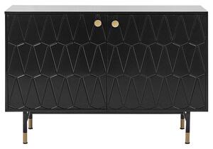 Komoda čierna MDF materiál dvojdverová úložný priestor moderný minimalistický dizajn obývacia izba