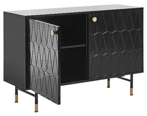 Komoda čierna MDF materiál dvojdverová úložný priestor moderný minimalistický dizajn obývacia izba