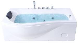 Obdĺžniková vírivá vaňa biela ABS 170 x 90 cm hydromasážne trysky LED svetlá moderná kúpeľňa