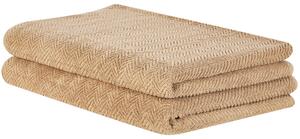 Sada 2 uterákov béžová froté bavlna 100 x 150 cm vzor chevron osuška klasický moderný štýl kúpeľňa