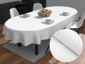 Biante Veľký damaškový oválny obrus Atlas Grádl DM-010 Biely - pásiky 1 cm 240x280 cm
