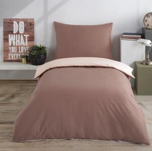 Jednofarebné obliečky bavlnené Charming hnedo-krémové EMI, Štandardný set jednolôžko obsahuje 1x 140x200 + 1x 70x90