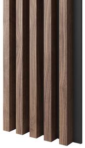 Akustický panel, podklad MDF doska, široká lamela, dyha americký orech, 30x275 cm