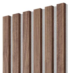 Akustický panel, dyha americký orech, sivý filc, 30x275 cm