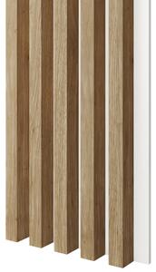 Akustický panel, podklad biela MDF doska, široká lamela, dub Natura, 30x275 cm