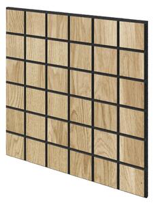Akustický panel štvorcový, dubová dyha, čierny filc, 60x60 cm