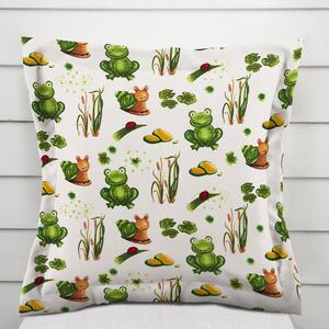 Biante Detská bavlnená obliečka na vankúš s lemom Sandra SA-609 Žabky a slimáky na bielom 30 x 50 cm