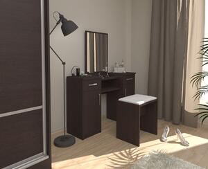 Sestava taburet + toaletní stolek Lushe se zrcadlem černá