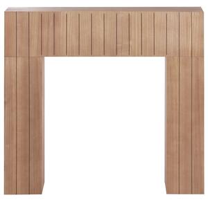 Krbová rímsa svetlé drevo MDF 110 x 23 x 100 cm krbové obloženie zdobená rebrovaná predná časť moderný japandi štýl obývacia izba