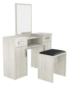 Sestava taburet + toaletní stolek Lushe se zrcadlem Alaska bílá