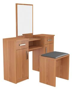Sestava taburet + toaletní stolek Lushe se zrcadlem Dub Sonoma